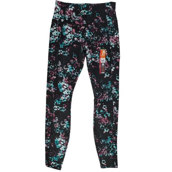 Avia Active Core Performance Legging Black Multi Watercolor Floral Small 4-6 - Picture 2 of 13